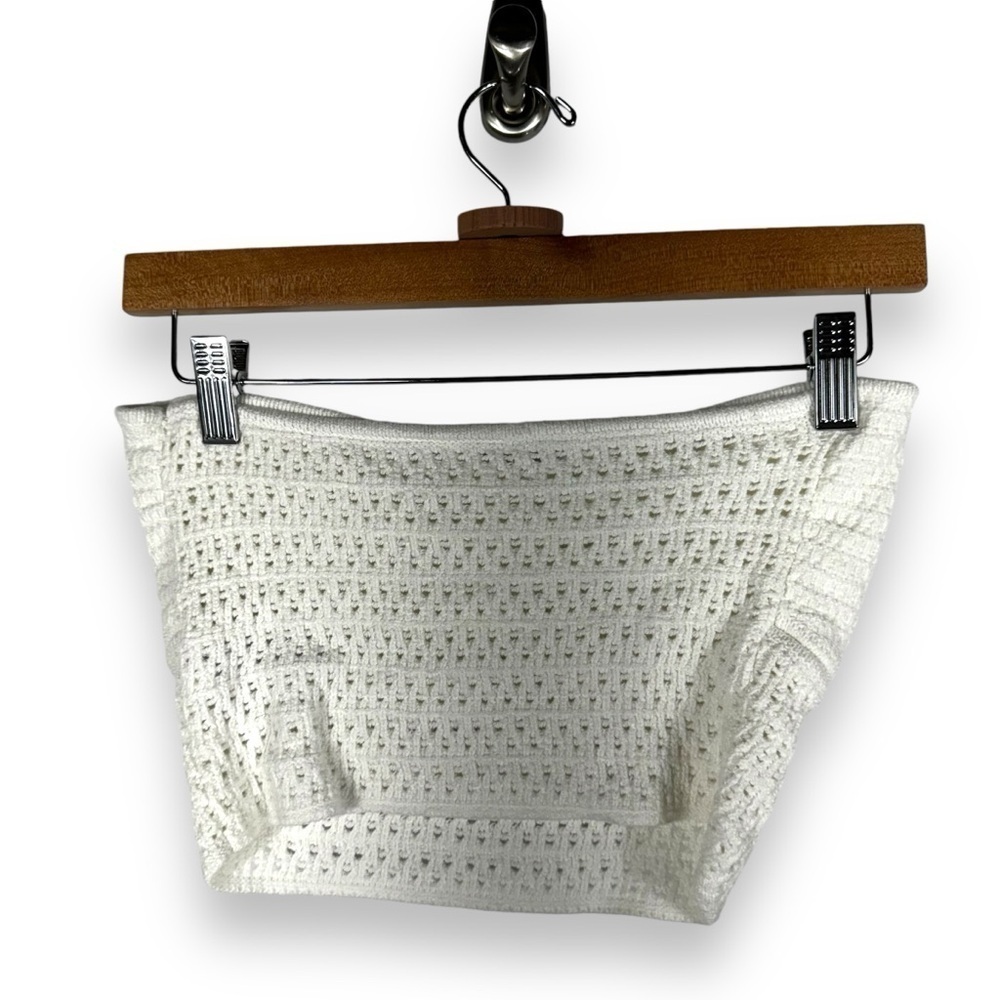 American Eagle Sweetheart Neckline Cinch Front Crochet Tube Top, White, Size XS - Picture 12 of 13